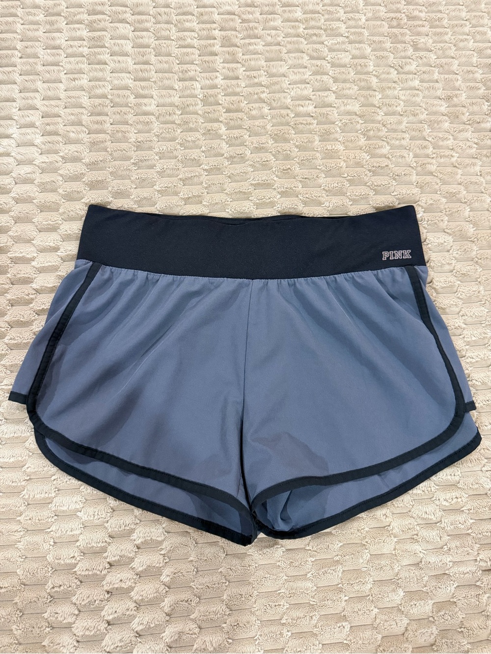 PINK Victoria's Secret Light Blue Athletic Shorts with Black Waistband